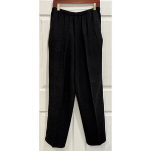 Eileen Fisher Women's Sz Medium Black Textured Cotton Elastic Waist Pants Travel